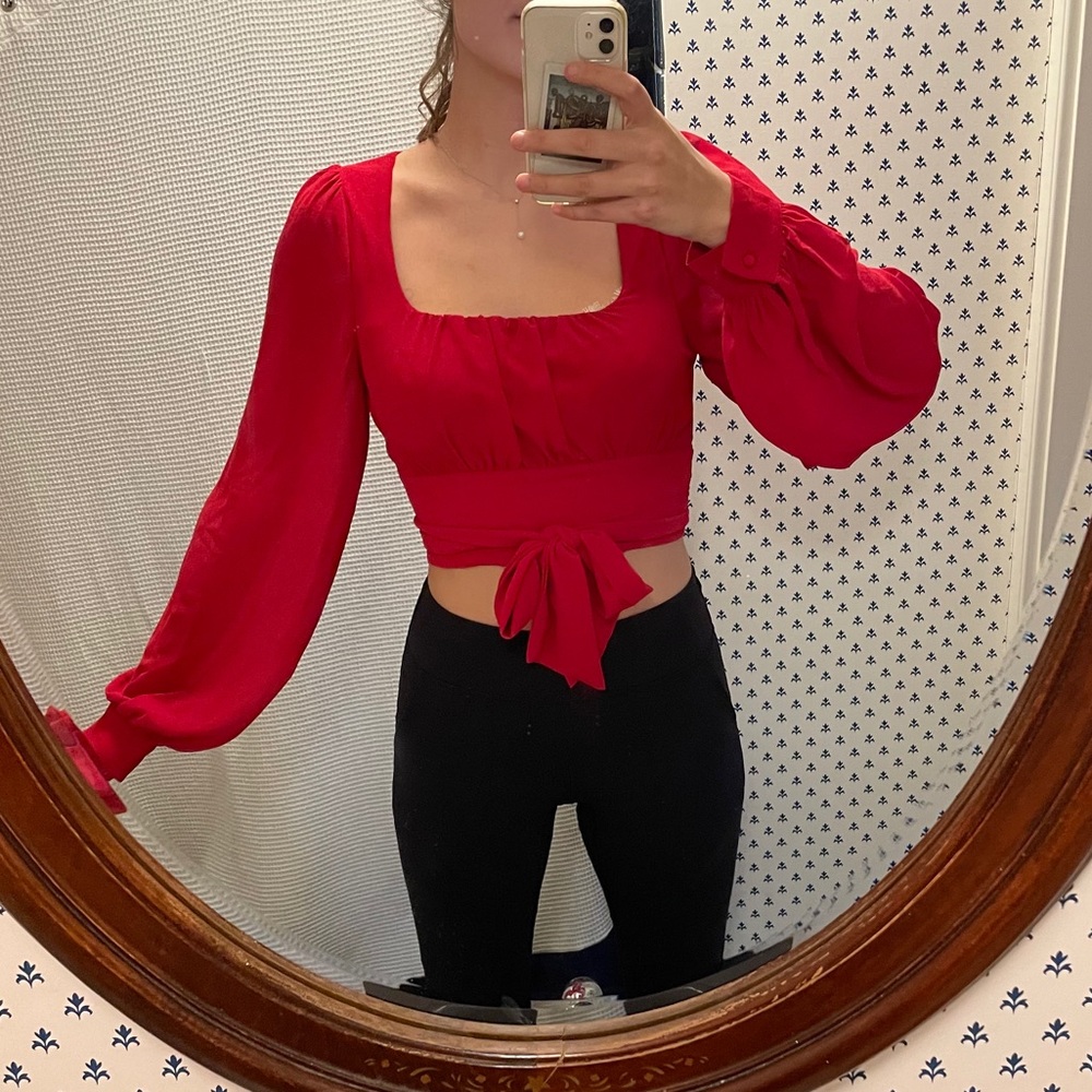 Red Flowy Top - Picture 3 of 5